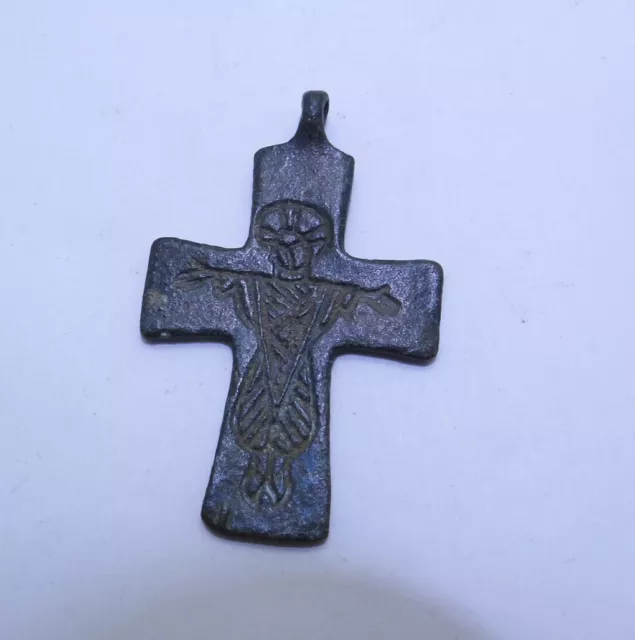 Medieval Byzantine Bronze Cross Prayer