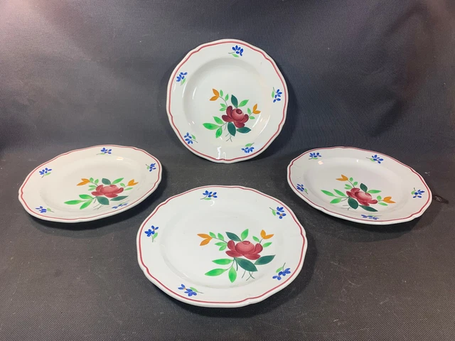 LOT 3 ANCIENNES assiettes plates + 1 creuse en céramique de GIEN Val D