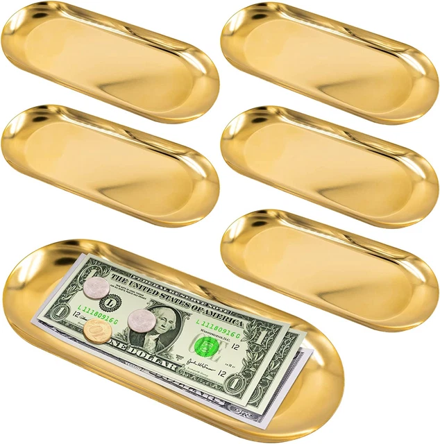 6 PCS Tip Trays Restaurant Service Check Dish Oval Plate Storage Guest Bill Hold