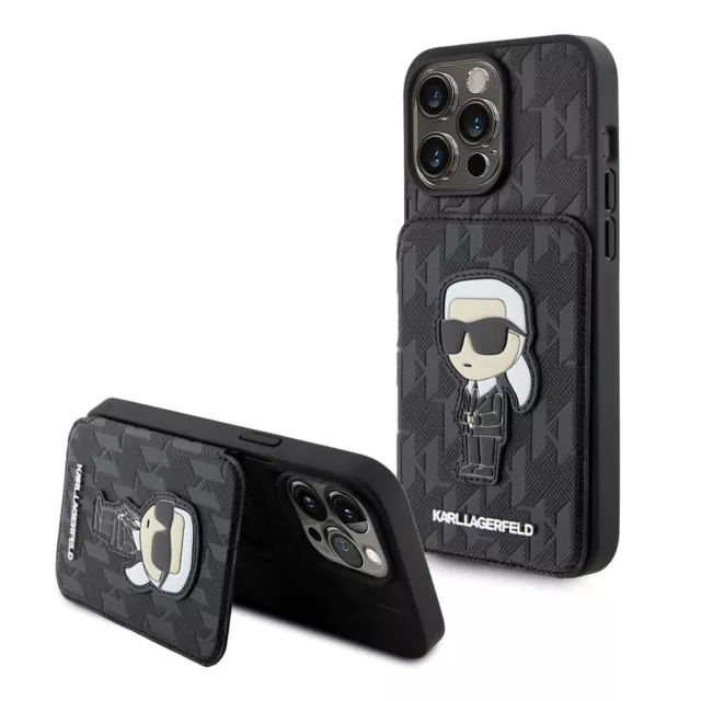 Custodia Karl Lagerfeld iPhone 15 Pro Max custodia cover monogramma Iconica lotto carte stand