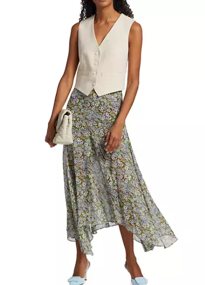 Veronica Beard Women's Multi Shilpa Asymmetric Floral Maxi Skirt, 2