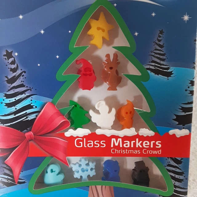 Glasmarker , Marke: Vacu vin, 12 mit Saugnäpfe winterliche Motive,  neu,  OVP