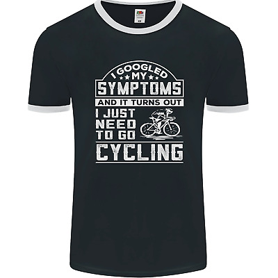 Cycling I Googled My Symptoms Cyclist Funny Mens Ringer T-Shirt FotL
