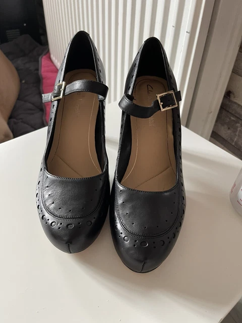 CLARKS LADIES MARY Jane Shoes DALIA LILY Black Leather 34.99