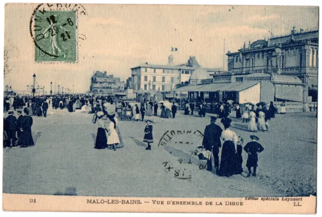 CPA 59 - MALO LES BAINS (Nord) - 31. Vue d'ensemble de la Digue (animée)