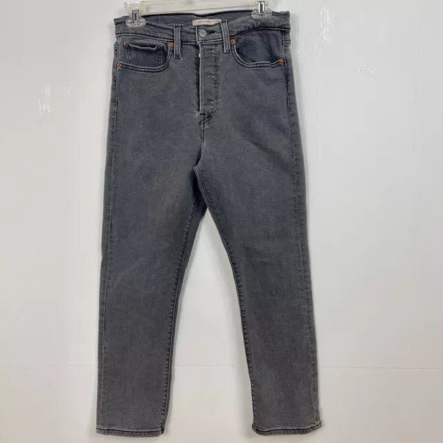 Levis Wedgie Straight High Rise Button Fly Jeans Womens Cropped Gray Size 30