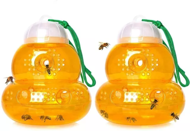 2Pack Wasp Trap -Wasp Bee Yellow Jacket Fruit Fly Hornet Trap Indoor Outdoor