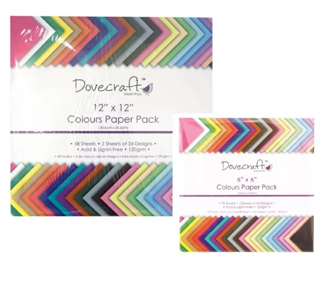 Dovecraft Scrapbooking Coloured Paper Packs Square Assorted Colours Acid Free