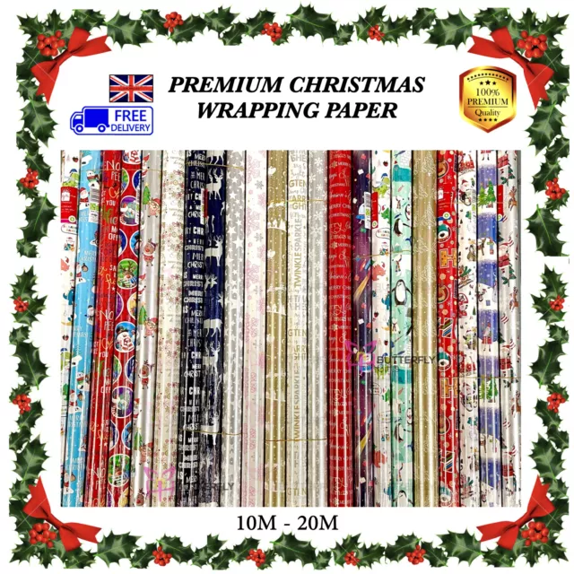 Premium Christmas Gift Wrap Assorted In 5M Rolls Wrapping Paper Rolls Present