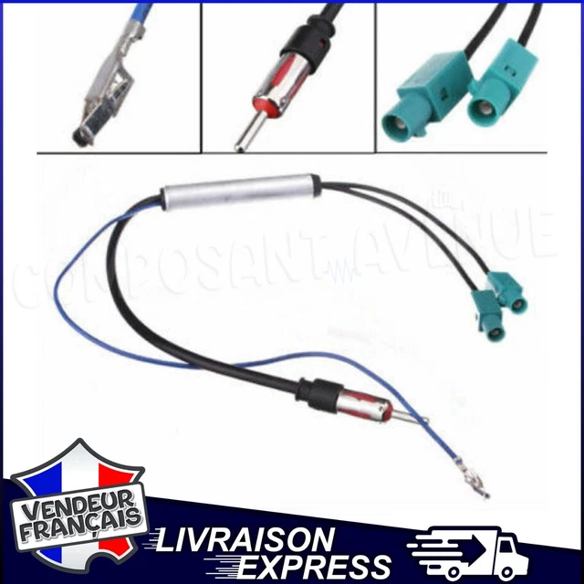 Câble Adaptateur Double Fakra Vers Din Pour Antenne Auto - Compatible BMW, VW, Audi