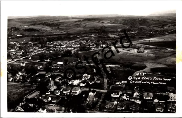 LEWISTOWN, MONTANA, aerial view, 1954 Kent's Photo Shop RPPC postcard jj273