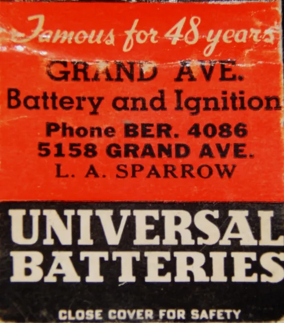 Vintage Matchbook,CHICAGO, IL,Universal Battery & Ignition,"Famous For 48 Years"