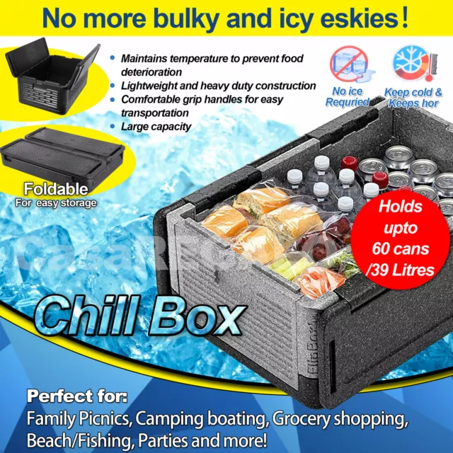 Chill Chest Lightweight Ice Free Cooler Keeps Food Drink Hot Cold Foldable Upp