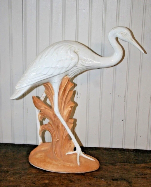 Crane Figure Statue Raymor Italy Majolica Ceramic VTG MCM Hollywood Pottery