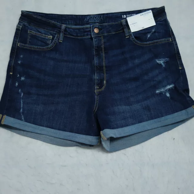 Arizona Jean Co. Mom Shorts Women's Size 19 Blue Denim Cotton Blend High-Rise