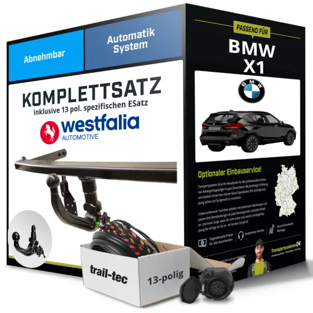 Für BMW X1 F48 Anhängerkupplung abnehmbar +eSatz 13pol 10.2015-jetzt NEU