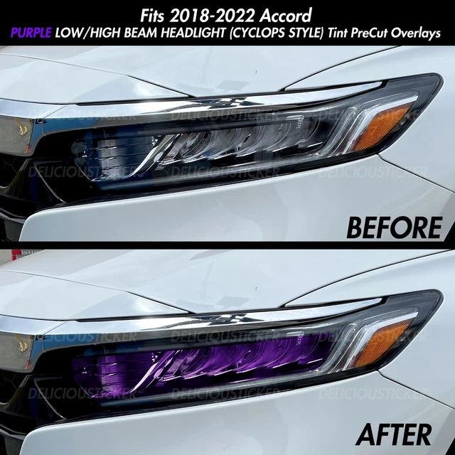 Yellow Headlight High/Low Beam Overlay Vinyl Tint – Fits 2018–2022 Honda Accord