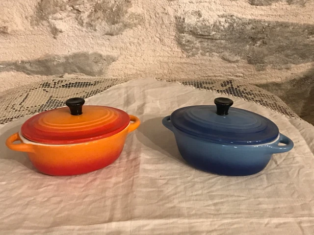 Lot de 6 Minis cocottes double poignées avec couvercle - Rouge