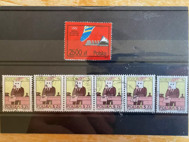 Briefmarken Polen Polska 1992 Mi-Nr. 3389 Olympia und 1996 6x 3609 X gestempelt