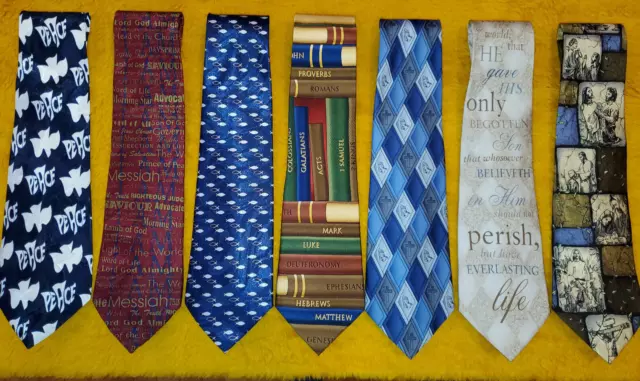 7 pc ~ RELIGIOUS TIES ~ #2 ~ JESUS GOD CHURCH BIBLE CHRISTIAN EASTER ~ 57"