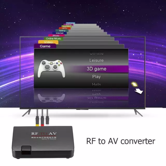 RF to AV Analog TV Receiver Converter Modulator Adapter w/AV Cable (US)