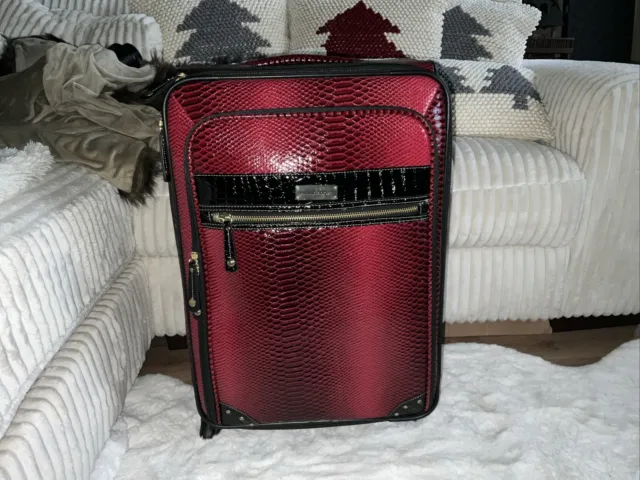 Samantha Brown Croc Spinner  Suitcase Luggage Burgundy Black Large Small Damage