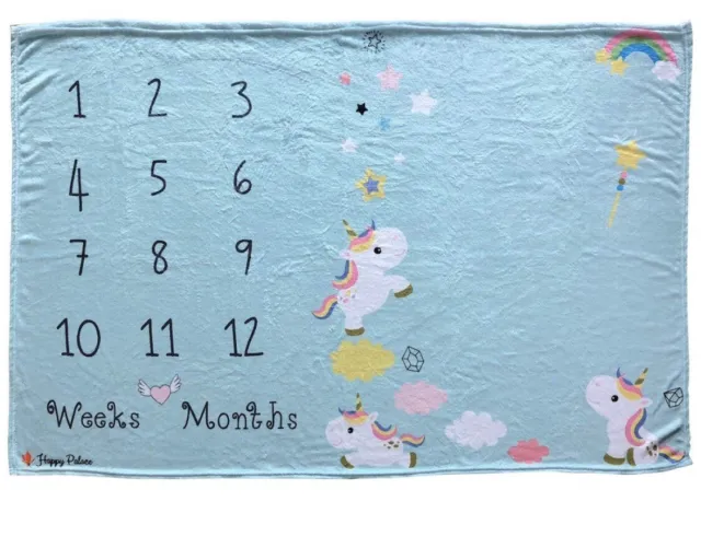 Adorable Blue Weekly Or Monthly Newborn Milestone Baby Blanket, Perfect...