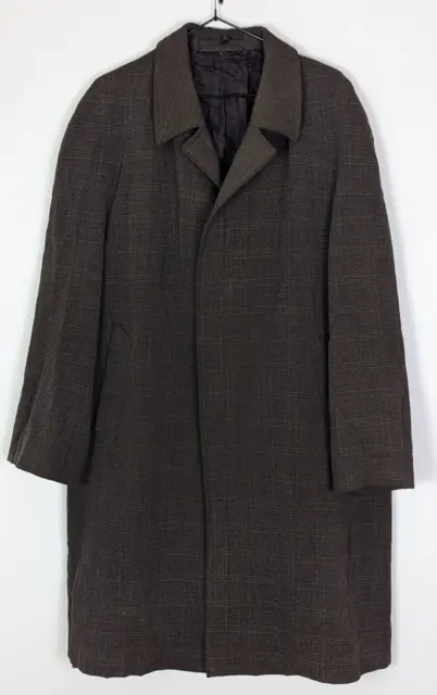 MENS Dunn & Co Vintage Shower Resistant Checked Over Coat. SIZE 42" R