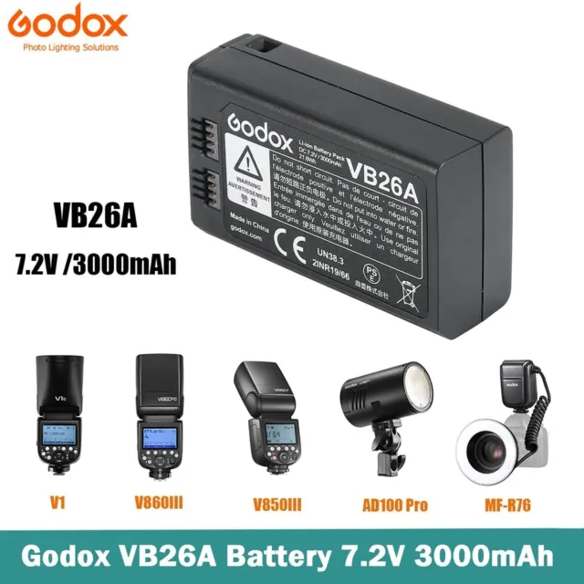 GODOX VB26A 3000mAh Li-ion Battery for Godox V1 V860III AD100Pro MF-R76 Flashes