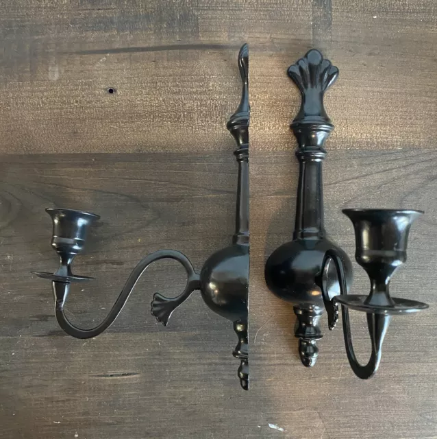 Black Metal Candle Wall Sconce Set Victorian Style
