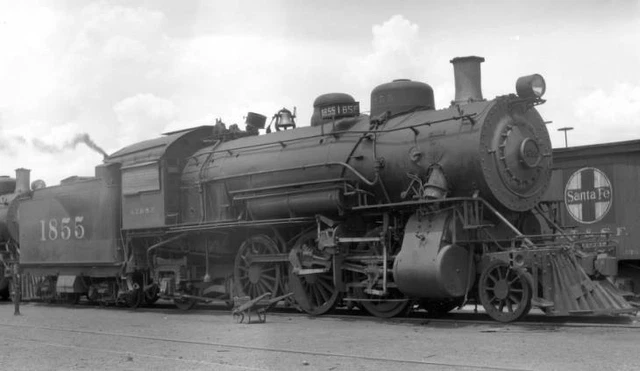 AT&SF SANTA FE Railroad locomotive engine No. 1855 type 2-6-2 OLD TRAIN ...