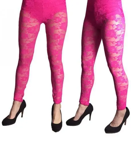 ADULTS NEON FOOTLESS TIGHTS 80S 90S PARTY RAVE LADIES FANCY DRESS 4 COLOURS