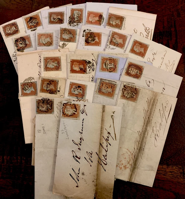 QV 1d Red On 23 Covers (18 Entire 5 MX’s) , Pmk’s Content and Address Interest