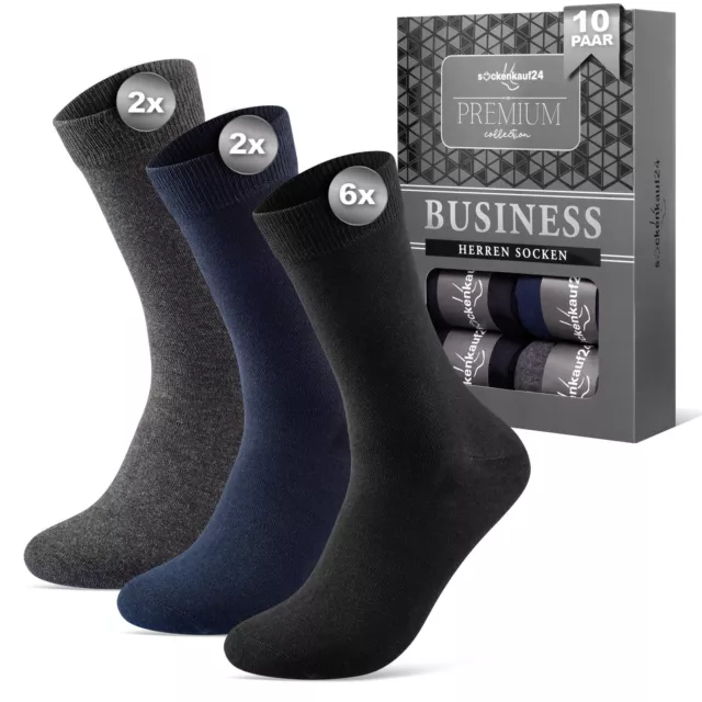 10 Paar Premium Business Socken Herren aus Baumwolle Schwarz Blau Grau ohne Naht