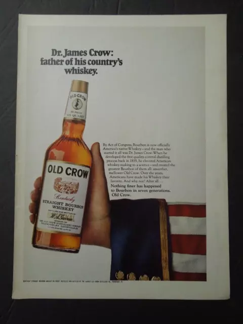 1970 OLD CROW Whiskey Magazine Ad - Dr James Crow Father Of His Countrys Whisky