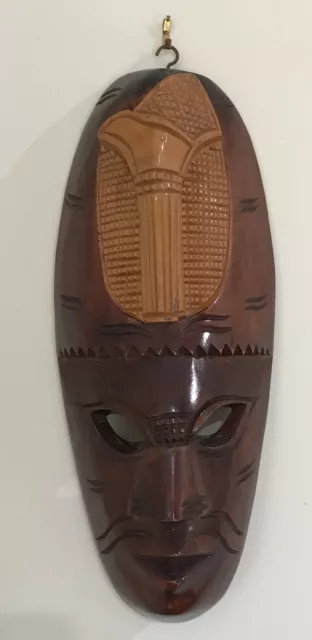 Fiji Wooden Hand-Carved Tribal Mask-South Pacific Wall Decor 40.5cm High