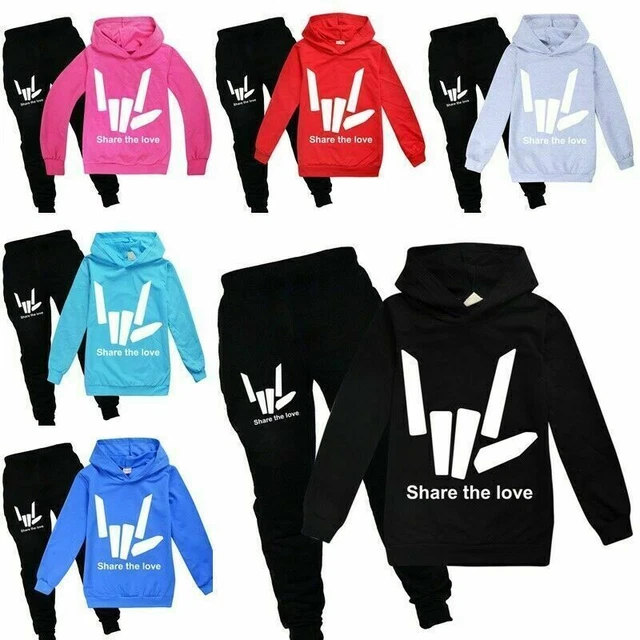 Kids Share the love Hoodie Jumper Tops Pants Outfits Sets Boys Tracksuit Youtube