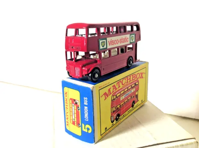Matchbox by Lesney 1-75 Regular Wheels No.5d London Bus 1965-69 mit E4-OVP KULT!