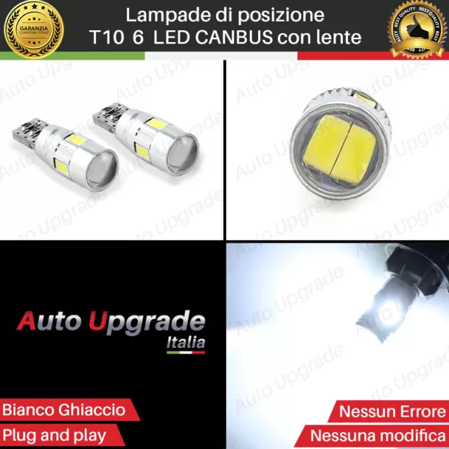 Coppia Luci Di Posizione T10 W5W 6 Led Canbus No Errori Ultraluminosi