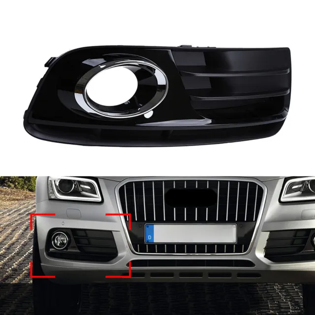 Black ABS Front Bumper Fog Light Grill Grille Cover Trim For Audi Q5 13-17 Right