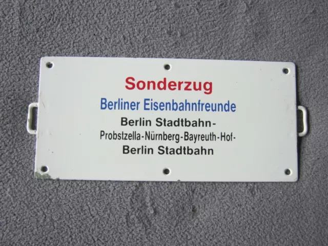 Zuglaufschild, Metall, Miniatur "Sonderzug" Berlin - Nürnberg - Berlin