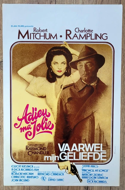 belgian poster policier FAREWELL, MY LOVELY, ROBERT MITCHUM, CHARLOTTE RAMPLING