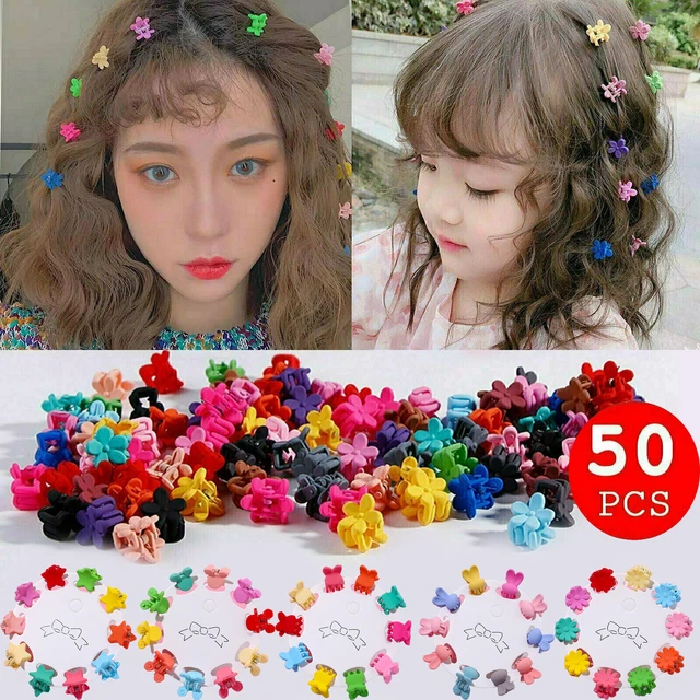 50 Pcs Flower Mini Hair Clips Cartoon Hairpins Hair Accessories For Kids Girls