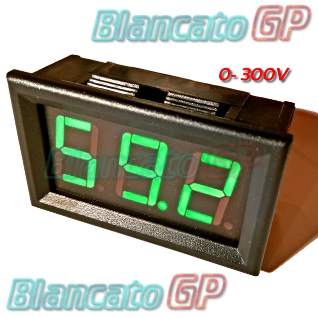 VOLTMETRO DIGITALE 0-300V DC LED VERDE tensione tester pannello auto moto camper
