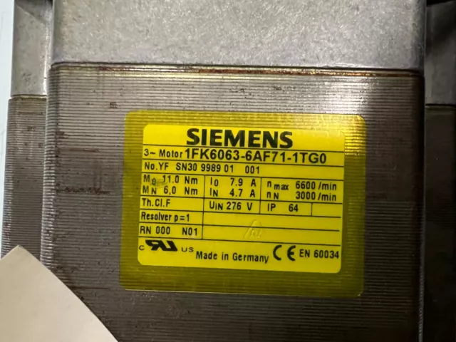 Servomoteur Siemens 1FK6063-6AF71-1TG0 NEUF 3