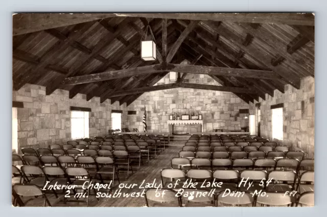 RPPC Interior Our Lady of the Lake Church Chapel Lake of the Ozarks MO Postcard