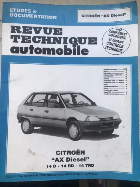 Revue Technique Automobile Citroën AX Diesel 14D 14RD 14TRD