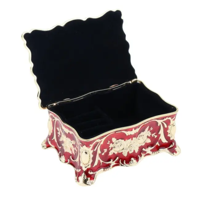 Vintage Rectangle Trinket Jewelry Boxes Metal Gift Storage Organizer Red