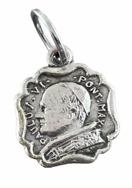 Vintage Catholic Pope Paulus VI Roma Silver Tone Petite Religious Medal