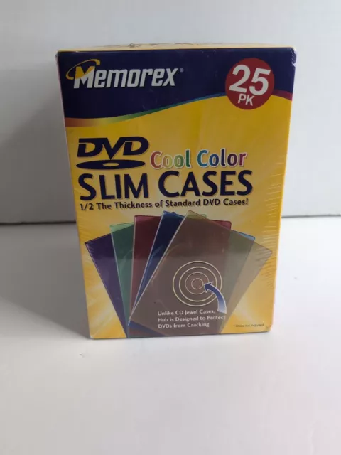 NEW Memorex 25 Pack Cool Color DVD Slim Cases Multicolor Blank DVD Cases